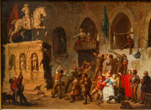 Felice De Maurizio (1810 - 1890), Distruzione della Statua equestre di Francesco Sforza